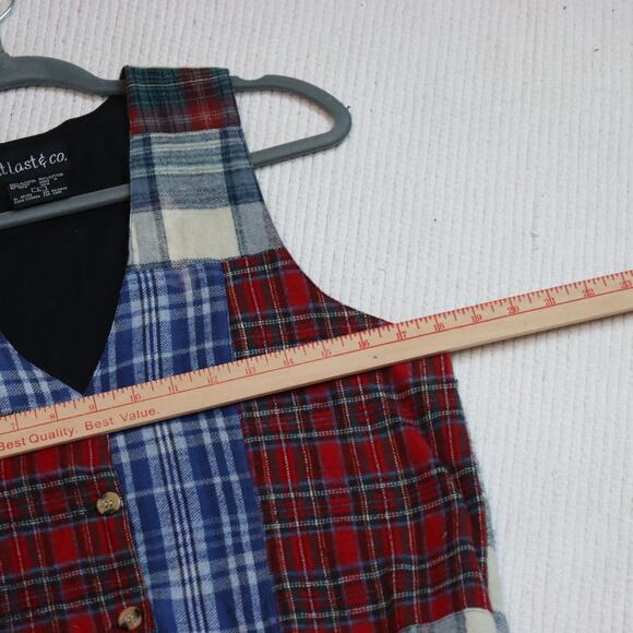 Vintage At Last & Co. Patchwork Plaid Button Vest – Size L - Picture 5 of 6